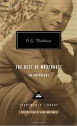 Wodehouse sitting in a suit, hunched over somewhat, or maybe sitting Indian-style, elbows on knees, looking to his right at the camera. It's hard to see in this image, but it's as though we're viewing Wodehouse through many very fine Venetian blinds.