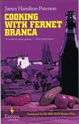 Plum-purple background. Book title in yellow, blockish, mildly comical font. Author's name in white. In the foreground is a bottle of the beverage named in the title, next to some tomatoes onions; they look to be sitting on a rough-hewn wooden table. In the distance is a villa on a hill with a few big pointy trees nearby. All of this is painted, by the way, in a rough -- maybe Photoshopped-to-look-rough -- way.