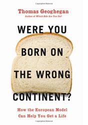 Author's name in red mixed case at the top. Book title below in big all-caps black. Subtitle at the bottom in red mixed case. Background is stark white, and there's a big piece of American white bread in the middle. (The back cover has a photo of a gorgeous baguette.)